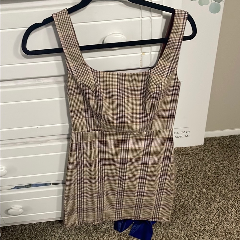 SHEIN Tan Brown Sheath Mini Dress Square Neck Sleeveless